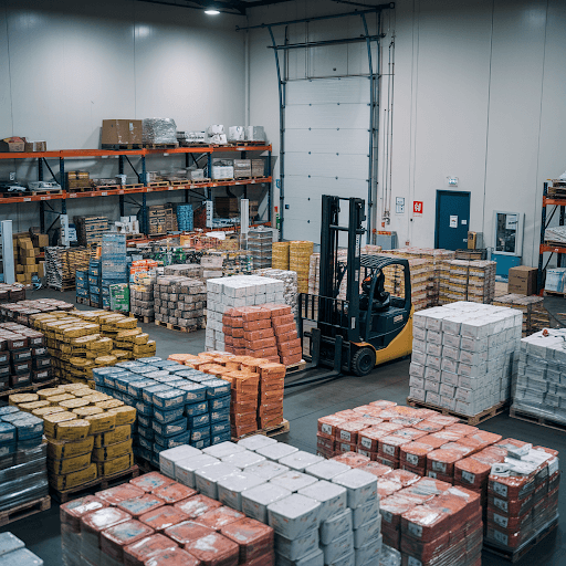 A warehouse filled with products