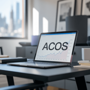 A sleek laptop displaying a graph depicting "ACoS."